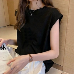 Áo phông nữ cổ tròn cotton tay hến sát nách phong cách hàn quốc from rộng ba lỗ thun trơn basic ELY210.