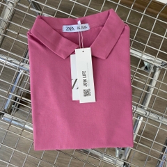 Áo croptop nữ có cổ polo dáng suông tay ngắn chất cotton cao cấp màu đen trắng đi chơi, đi làm ELY215.