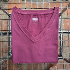 Áo phông nữ ELY trơn cổ tim ngắn tay dáng suông cotton basic đẹp trắng cao cấp, áo  thun nữ cổ V cộc tay đen ELY205
