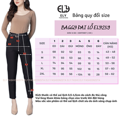 Quần tây nữ lưng cao công sở Ely fashion đai vuông kiểu quần baggy form đẹp màu đen đi học đi làm ELY259