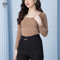 Quần tây nữ lưng cao công sở Ely fashion đai vuông kiểu quần baggy form đẹp màu đen đi học đi làm ELY259