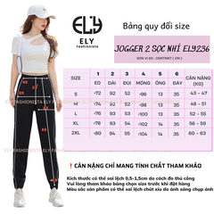 Quần jogger nữ 2 sọc cao cấp, quần thể thao nữ dây rút màu đen chất vải Mỳ Hàn đẹp cạp chun năng động ELY236