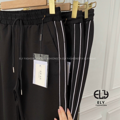 Quần jogger nữ 2 sọc cao cấp, quần thể thao nữ dây rút màu đen chất vải Mỳ Hàn đẹp cạp chun năng động ELY236
