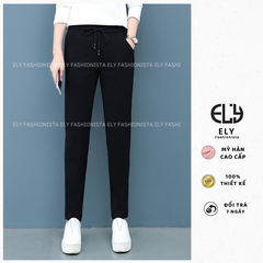 Quần jogger nữ trơn không bo gấu ELY229