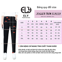 Quần jogger nữ trơn không bo gấu ELY229