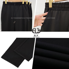 Quần jogger nữ trơn không bo gấu ELY229