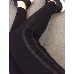 Quần jogger nữ 2 sọc kim tuyếncao cấp, quần thể thao nữ dây rút màu đen chất vải Mỳ Hàn đẹp cạp chun năng động ELY260