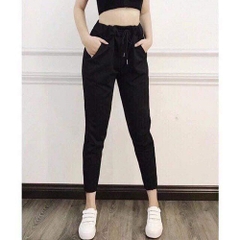 Quần jogger nữ 2 sọc kim tuyếncao cấp, quần thể thao nữ dây rút màu đen chất vải Mỳ Hàn đẹp cạp chun năng động ELY260