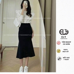 Chân Váy Dài Đuôi Cá Jean công sở chất thun tăm bozip cao cấp dày dặn siêu mềm co giãn tôn dáng ELY101