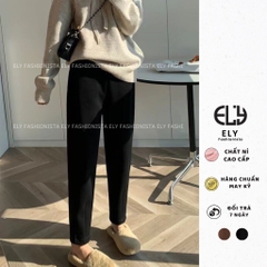 Quần baggy nữ chất mỳ nỉ dày cao cấp ống rộng bom gấu cạp chun lưng cao  lựa chọn hàng đầu cho mùa đông năm nay ELY232