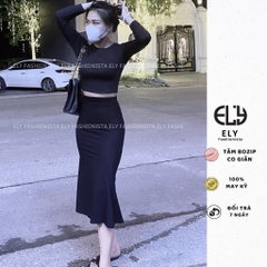 Chân Váy Dài Đuôi Cá Jean công sở chất thun tăm bozip cao cấp dày dặn siêu mềm co giãn tôn dáng ELY101