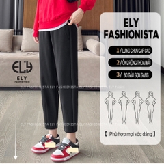 Quần baggy nữ chất mỳ nỉ dày cao cấp ống rộng bom gấu cạp chun lưng cao  lựa chọn hàng đầu cho mùa đông năm nay ELY232