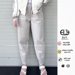 Quần dạ nữ cạp chun lưng cao giữ nhiệt, quần baggy nữ chất dạ dày cao cấp dáng dài trẻ trung năng động ELY234