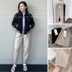 Quần dạ nữ cạp chun lưng cao giữ nhiệt, quần baggy nữ chất dạ dày cao cấp dáng dài trẻ trung năng động ELY234