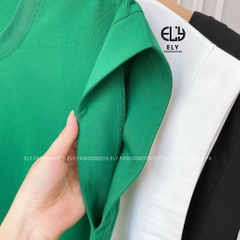 Áo thun nữ cộc tay cánh rơi kiểu phông  form rộng vải cotton đẹp màu trắng đen xanh nâu phong cách năng động ELY240.