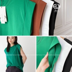 Áo thun nữ cộc tay cánh rơi kiểu phông  form rộng vải cotton đẹp màu trắng đen xanh nâu phong cách năng động ELY240.