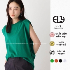 Áo thun nữ cộc tay cánh rơi kiểu phông  form rộng vải cotton đẹp màu trắng đen xanh nâu phong cách năng động ELY240.