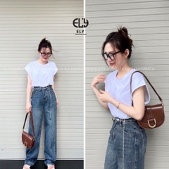 Áo thun nữ cộc tay cánh rơi kiểu phông  form rộng vải cotton đẹp màu trắng đen xanh nâu phong cách năng động ELY240.