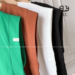Áo thun nữ cộc tay cánh rơi kiểu phông  form rộng vải cotton đẹp màu trắng đen xanh nâu phong cách năng động ELY240.
