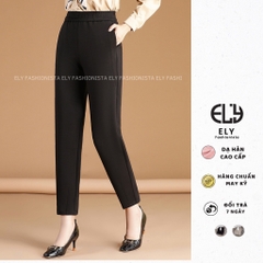 Quần dạ nữ cạp chun lưng cao giữ nhiệt, quần baggy nữ chất dạ dày cao cấp dáng dài trẻ trung năng động ELY234
