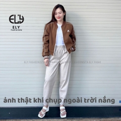 Quần dạ nữ cạp chun lưng cao giữ nhiệt, quần baggy nữ chất dạ dày cao cấp dáng dài trẻ trung năng động ELY234