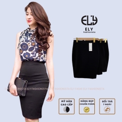 Chân váy bút chì công sở cao cấp Ely Fashion chất Umi Hàn from chuẩn-Váy đầm dáng dài lưng cao đen sang trọng ELY001.
