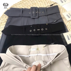 Quần tây nữ lưng cao công sở Ely fashion tặng đai khuyên lỗ kiểu quần baggy form đẹp màu đen đi học đi làm ELY226