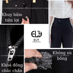 Quần tây baggy nữ lưng cao Ely fashion kiểu dáng công sở Basic, quần baggy nữ cúc bấm lệch thanh lịch ELY211