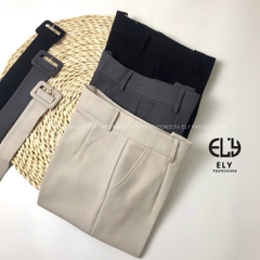 Quần tây nữ lưng cao công sở Ely fashion tặng đai khuyên lỗ kiểu quần baggy form đẹp màu đen đi học đi làm ELY226