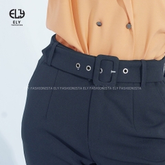 Quần tây nữ lưng cao công sở Ely fashion tặng đai khuyên lỗ kiểu quần baggy form đẹp màu đen đi học đi làm ELY226