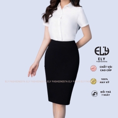 Chân váy bút chì công sở cao cấp Ely Fashion chất Umi Hàn from chuẩn-Váy đầm dáng dài lưng cao đen sang trọng ELY001.
