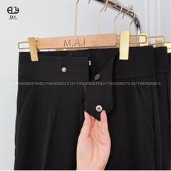 Quần tây baggy nữ lưng cao Ely fashion kiểu dáng công sở Basic, quần baggy nữ cúc bấm lệch thanh lịch ELY211