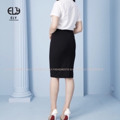 Chân váy bút chì công sở cao cấp Ely Fashion chất Umi Hàn from chuẩn-Váy đầm dáng dài lưng cao đen sang trọng ELY001.