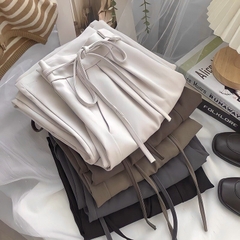 Quần ống rộng nữ lưng cao dáng suông culottes Chất Ruby hàn cao cấp phối dây buộc eo nhiều màu hot dễ kết hợp ELY100