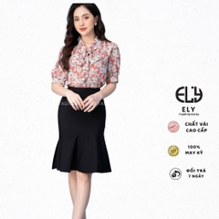 Chân váy đuôi cá dài ngang gối cạp cao vải cotton 2 biên 2 lớp đẹp phong cách hàn quốc ELY225