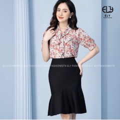 Chân váy đuôi cá dài ngang gối cạp cao vải cotton 2 biên 2 lớp đẹp phong cách hàn quốc ELY225