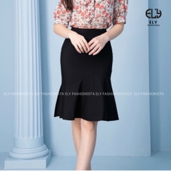 Chân váy đuôi cá dài ngang gối cạp cao vải cotton 2 biên 2 lớp đẹp phong cách hàn quốc ELY225
