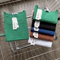 Áo phông nữ cổ vuông ngắn tay ôm sát body cotton thun trơn basic màu đen trắng ELY cao cấp  co giãn đi chơi đi làm ELY22