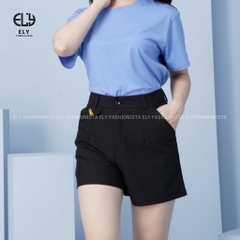 Quần short nữ cạp cao Ely Fashion kiểu đùi rộng ngắn thể thao chất cotton 2 biên mặc hè thoáng mát ELY263