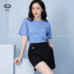 Quần short nữ cạp cao Ely Fashion kiểu đùi rộng ngắn thể thao chất cotton 2 biên mặc hè thoáng mát ELY263