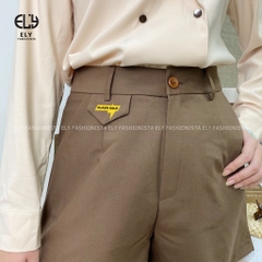 Quần short nữ cạp cao Ely Fashion kiểu đùi rộng ngắn thể thao chất cotton 2 biên mặc hè thoáng mát ELY263