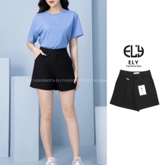 Quần short nữ cạp cao Ely Fashion kiểu đùi rộng ngắn thể thao chất cotton 2 biên mặc hè thoáng mát ELY263