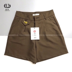 Quần short nữ cạp cao Ely Fashion kiểu đùi rộng ngắn thể thao chất cotton 2 biên mặc hè thoáng mát ELY263