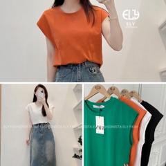 Áo phông nữ cổ tròn cotton tay hến sát nách phong cách hàn quốc from rộng ba lỗ thun trơn basic ELY210.