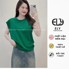 Áo phông nữ cổ tròn cotton tay hến sát nách phong cách hàn quốc from rộng ba lỗ thun trơn basic ELY210.