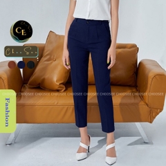 Quần tây nữ Choosee công sở lưng cao vải âu baggy màu xanh đen nâu đi học đẹp trẻ trung dáng dài CHS244A