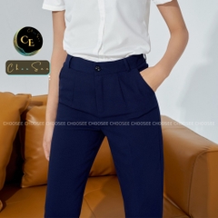 Quần tây nữ Choosee công sở lưng cao vải âu baggy màu xanh đen nâu đi học đẹp trẻ trung dáng dài CHS244A