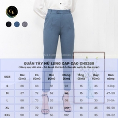 Quần tây nữ Choosee lưng cạp cao âu công sở đẹp màu đen xanh xám đồ đi học form chuẩn tôn dáng CHS268