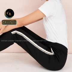 Quần jogger nữ dáng dài thun cạp chun cá tính thể thao tập gym sọc lửng to ELY249