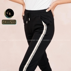 Quần jogger nữ dáng dài thun cạp chun cá tính thể thao tập gym sọc lửng to ELY249